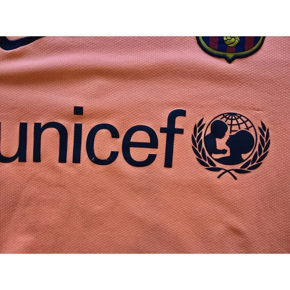 Nike FC Barcelona Messi 10 2009 Away Jersey Orange Shirt Size S Vintage Y2K
